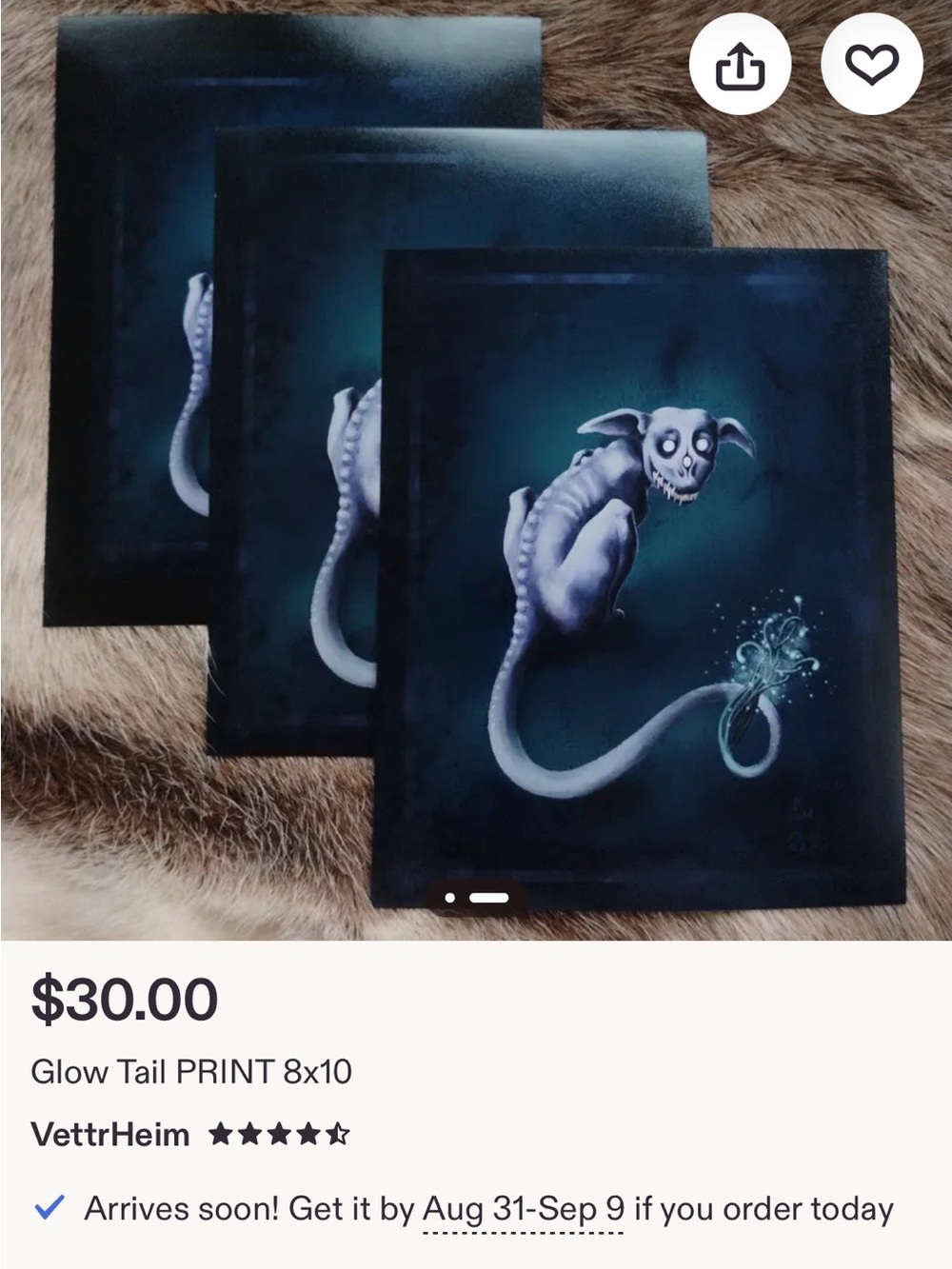Glow Tail Art Print by Mira Smuleh- Teal/Blue 8x10